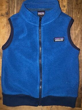 Patagonia Blue Sychilla Fleece Vest with Navy Trim size 3T